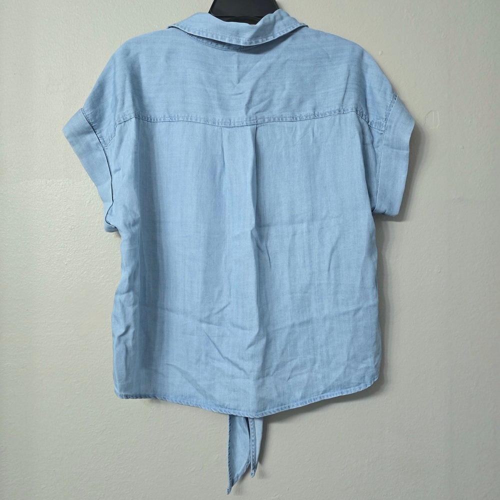 Velvet Heart Los Angeles Women Blue Tencel Tie Front Short Sleeve Shirt Medium - Picture 3 of 11